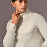 Turtle Neck Knitted Sweater - Moonscape