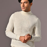 Turtle Neck Knitted Sweater - Moonscape