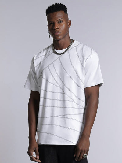 Orbit White Moon Print Oversized T-Shirt