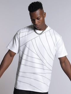 Oversized Printed White tshirt - black & white - Orbit