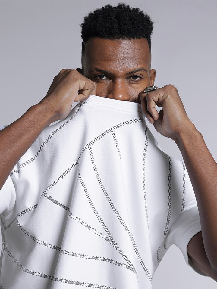 Oversized Printed White tshirt - black & white - Orbit