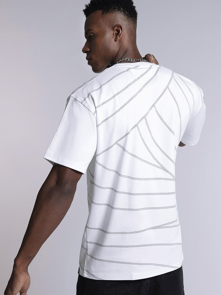 Oversized Printed White tshirt - black & white - Orbit