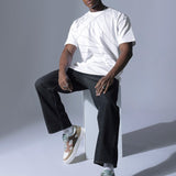 Oversized Printed White tshirt - black & white - Orbit