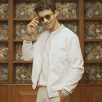 Maple White Tipped Collar Bomber Jacket