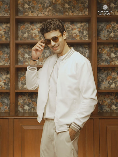 Maple White Tipped Collar Bomber Jacket