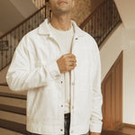 Pinnacle White Woven Cotton Corduroy Jacket