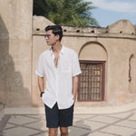 100% Linen white Shirt with full sleeve & French placket - Relaxer 