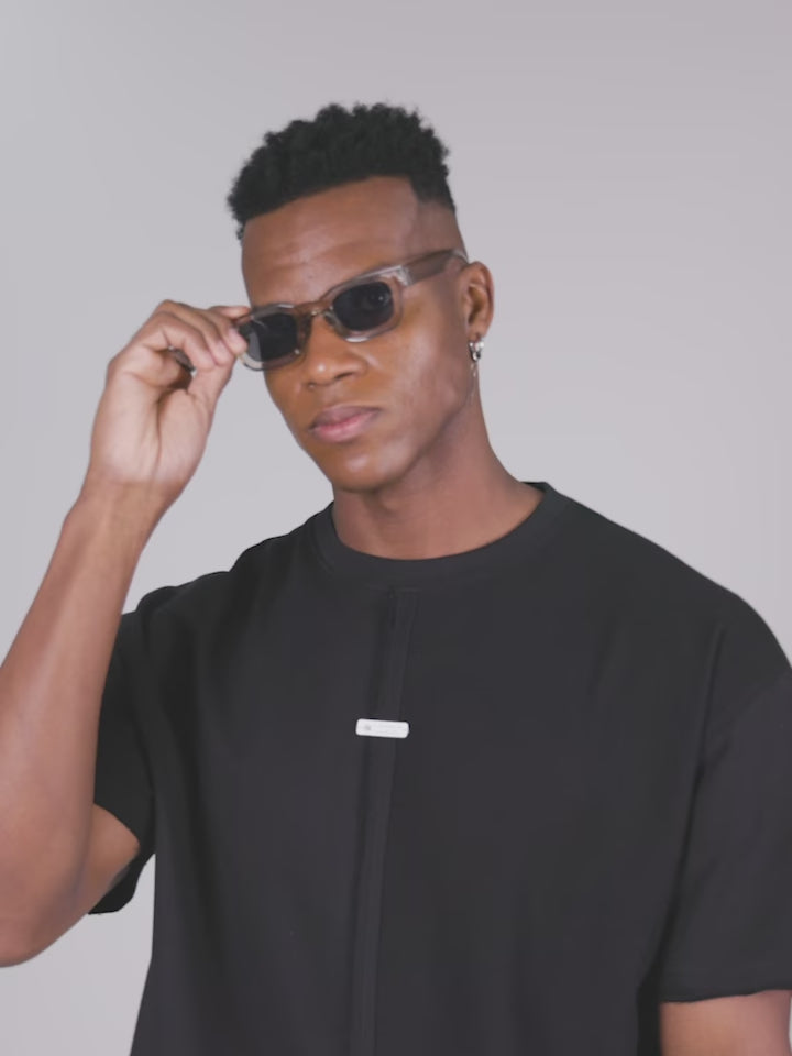 crew neck collar oversized Cotton Black T-shirt