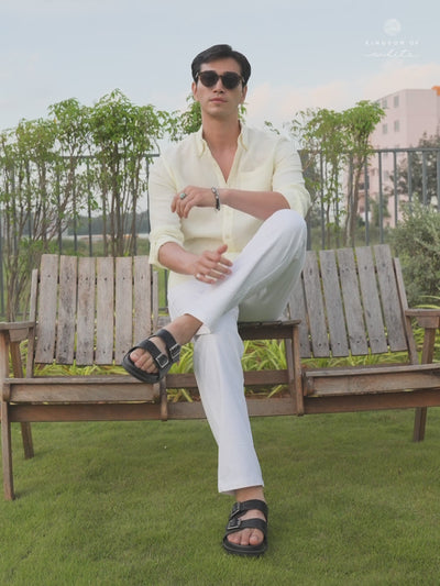 Lounge White Linen Look Trousers