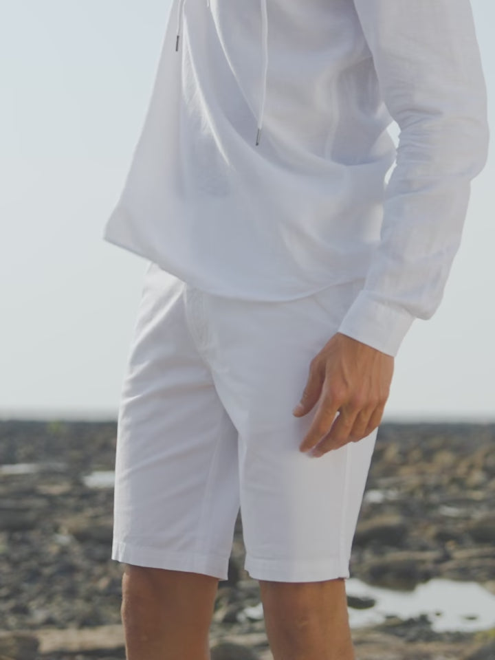 White Cotton Stretch Shorts - Stroll