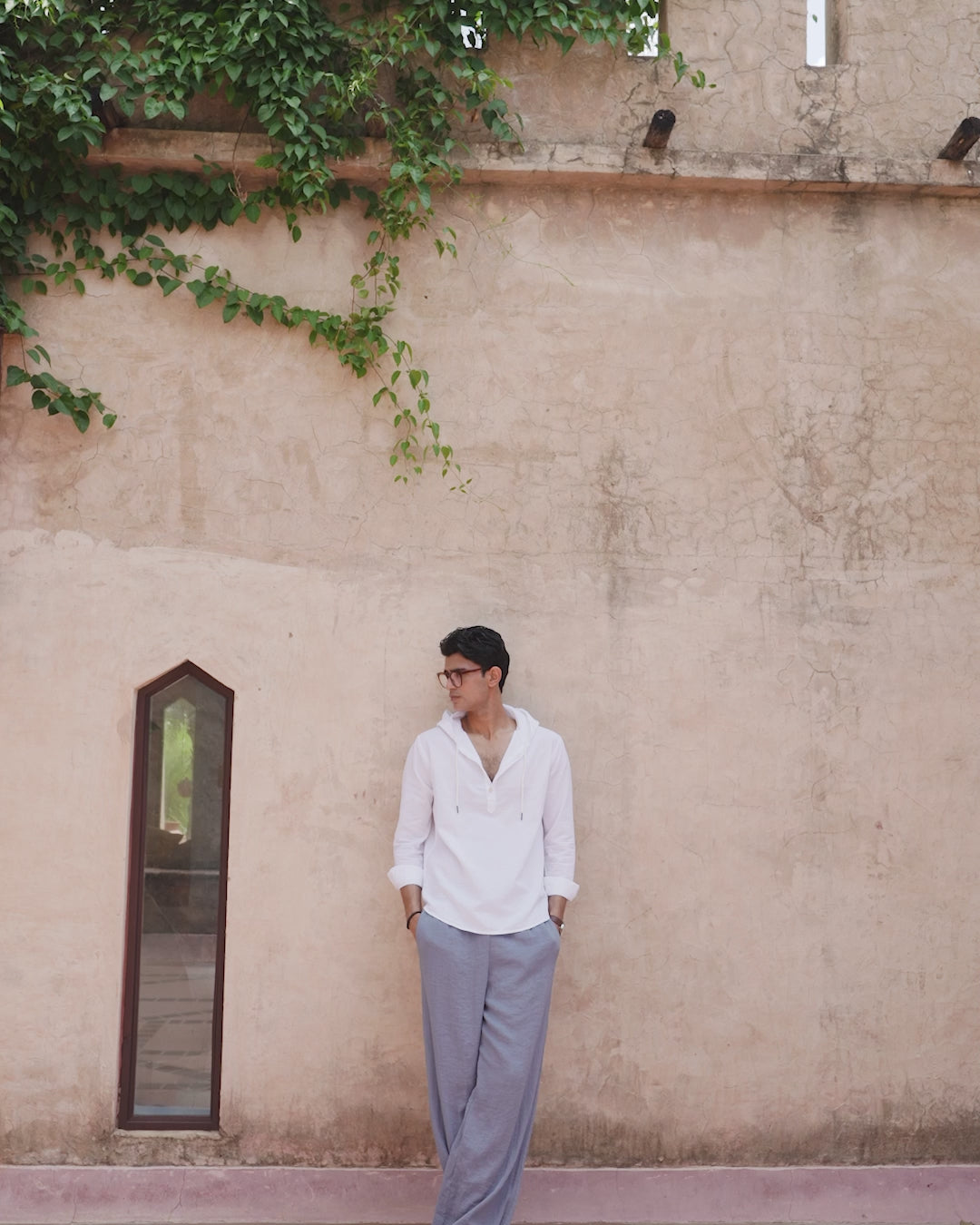 Cloudie Cotton Linen White Hoodie Shirt