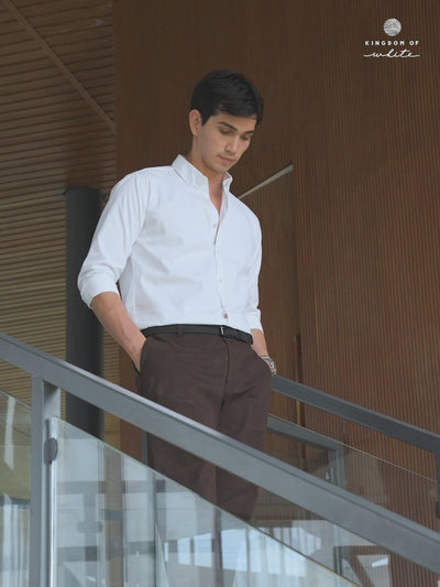 Everyday White Cotton Cutaway Collar Shirt