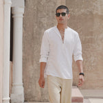 Arc Breathable White Cotton short Kurta