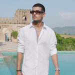 Amalfi Linen white Shirt - Full Sleeve with breathable linen-rich blend