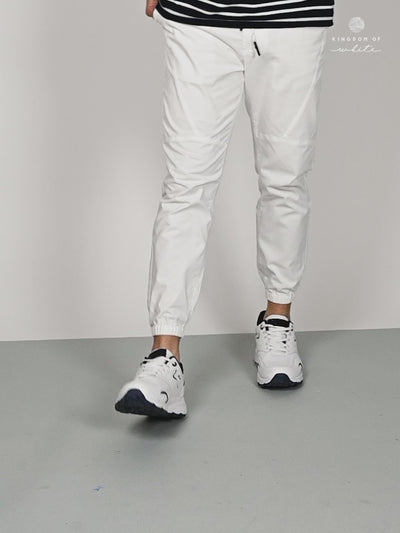 Voyager White Elasticated Drawstring Joggers
