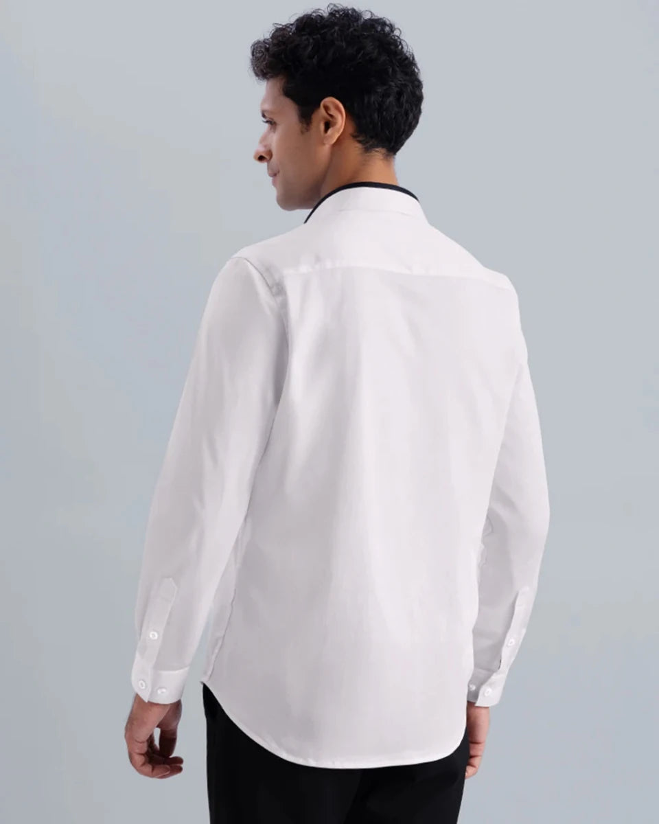 Cotton Stretch white Shirt - Onyx