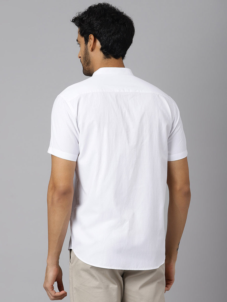 Centre Placket Premium Dobby White Kurta - Campus