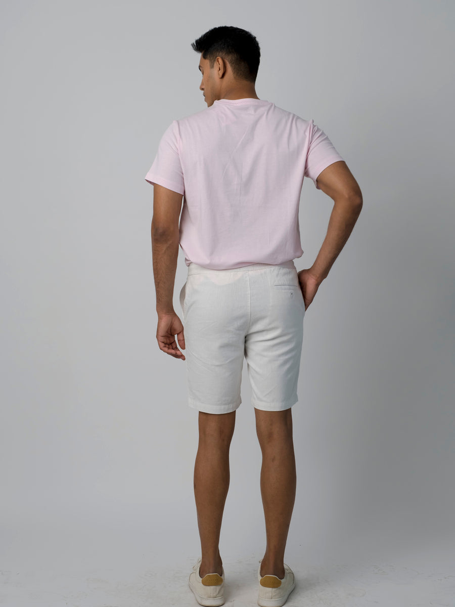 Stretch Drawstring Cotton Linen White Shorts - Leap